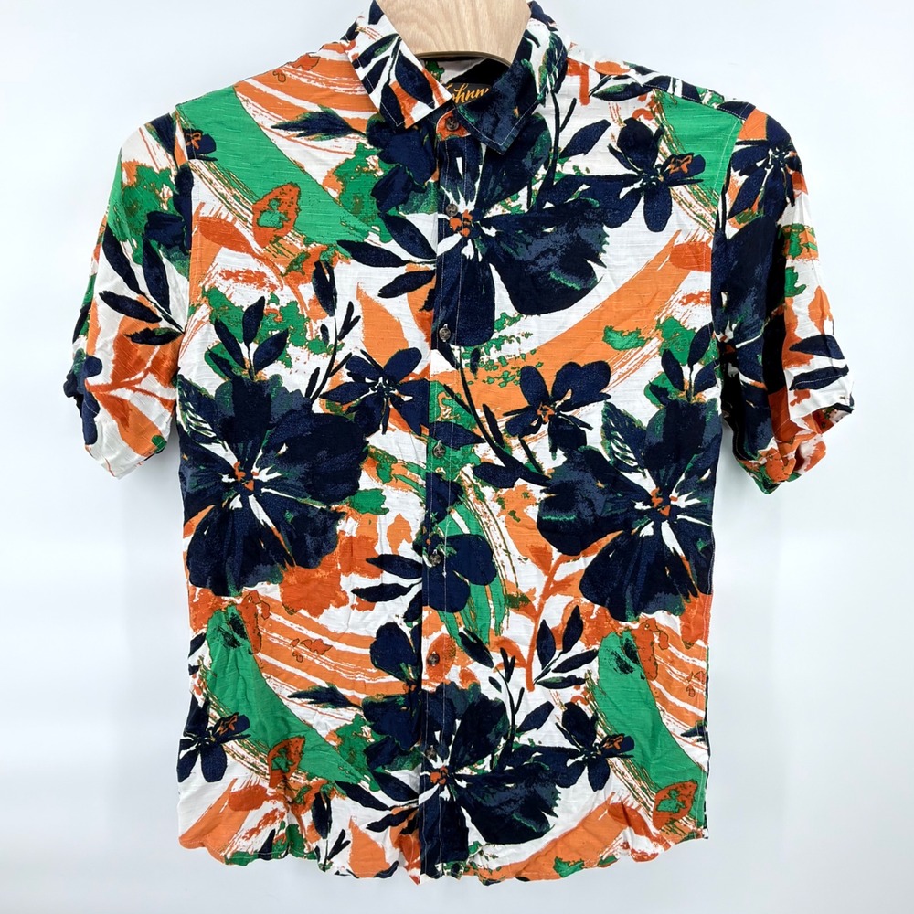 Johnny Bigg Mens Large Tall LT Floral Hawaiian Short Sleeve Button Up Shirt